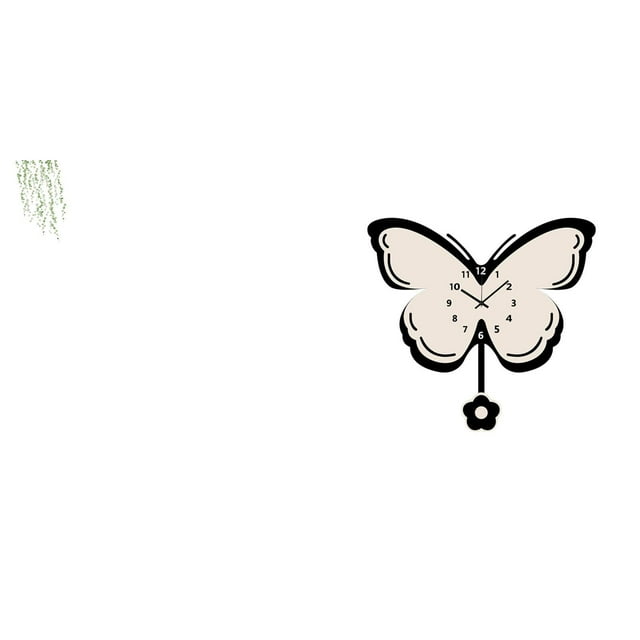 Mural de pared elegante con diseño de enredaderas y mariposas, con reloj decorativo acrílico que no hace para dormitorio, oficina, comed