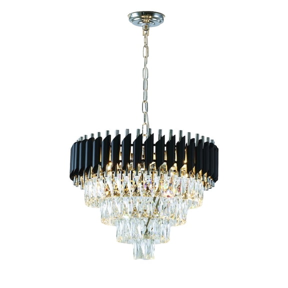 Bethel International Chandelier in Black and Chrome Color