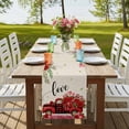 thumbnail image 4 of Table Runners 90 Inches Long Dress Scarves, Valentine's Day Farmhouse Coffee/Dining/Kitchen Table Runner for Living Room, Red Plaid Truck Love Roses Leaves Beige 13x90 Inch, 4 of 9