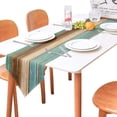 thumbnail image 2 of Chemin de Table Rustique Sarcelle-Coton Lin-Petit 14 x 72 Pouces Foulards de Commode, Chemin de Table Style Ferme pour Cuisine Café/salle à Manger/canapé/table d'Appoint Chambre Maison Salon, Foulards Déco pour Souper des Fêtes, 2 of 5