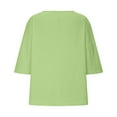 thumbnail image 4 of FAVIPT Womens Linen Tops 3/4 Sleeve,Linen Shirts for Women 3/4 Sleeve Crewneck Oversized T Shirts Loose Casual Blouses Lightweight Trendy Summer Tops, 4 of 12