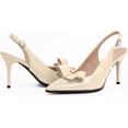 thumbnail image 5 of Women's Sexy Slingbacks Bow Stiletto Heels Closed Pointed Toe Pumps Bead Buckle Strap High Heels Dress Shoes, 5 of 6