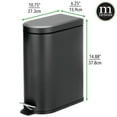 thumbnail image 3 of mDesign Small 2.6 Gallon Steel Metal D-Shape Step Trash Can for Bathroom, Black, 3 of 6