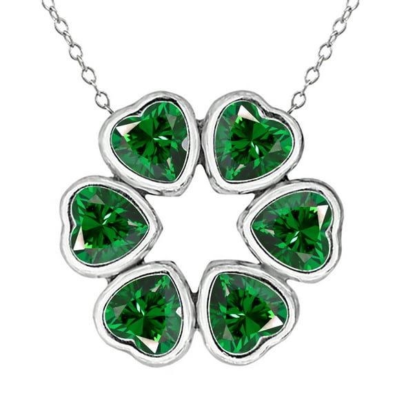 Gem Stone King 925 Sterling Silver Pendant Set with Heart Shape Green Zirconia