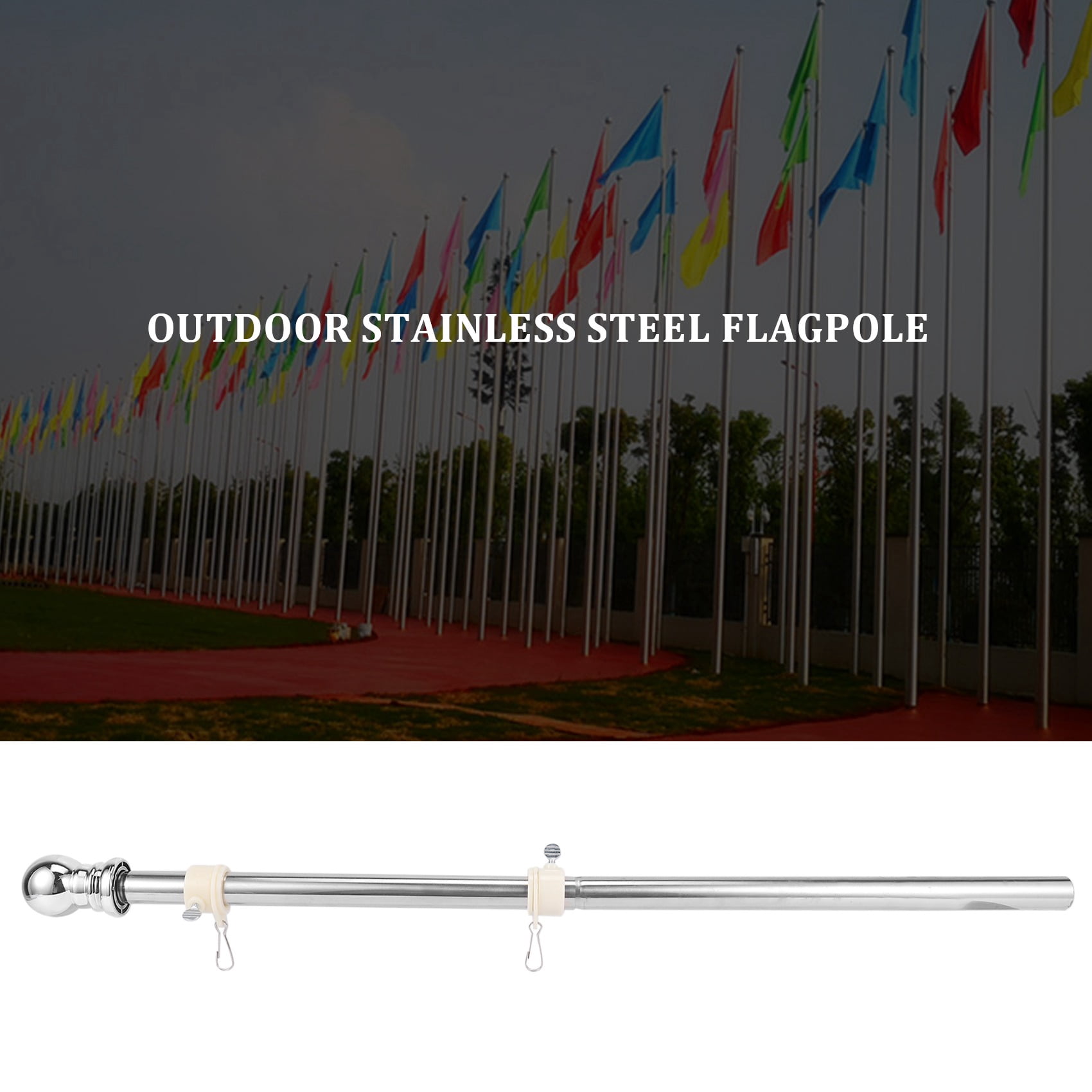 Flagpole, Stainless Steel Flagpole, Suitable for House Courtyard Garden, Anti-Rust Flag Holder (Silver Pole Only)