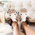 thumbnail image 6 of BadPiggies Cute Cow Slippers Fuzzy Plush Warm Non-Slip House Slides Shoes for Women Girls Men, 6 of 8