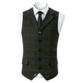 thumbnail image 2 of VBTAPA Mens Plaid Suit Vest Slim Fit Notched Lapel Waistcoat Formal Casual Work Tuxedo Vests for Wedding or Business Black XS, 2 of 6