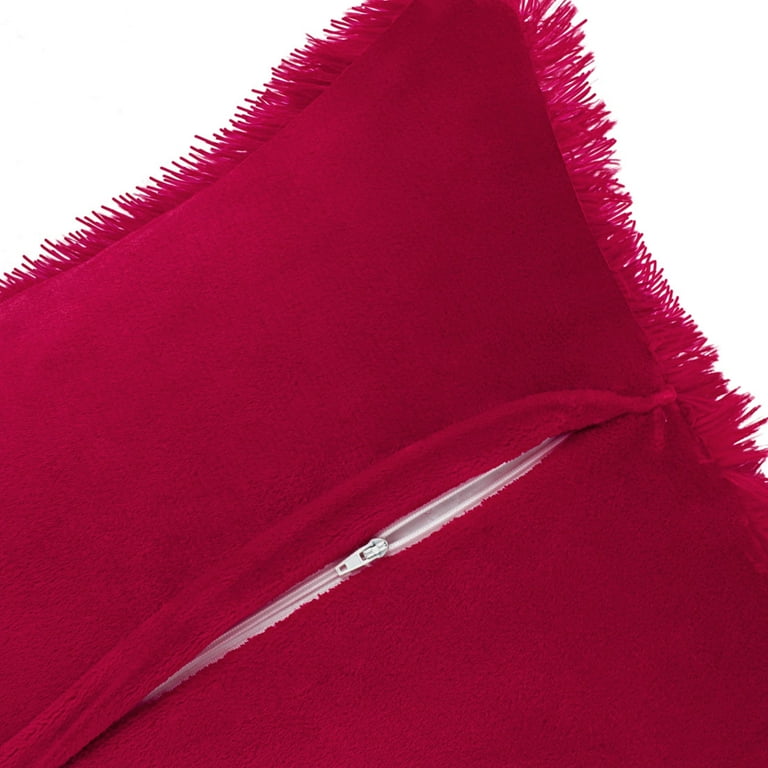 Red shaggy online pillows
