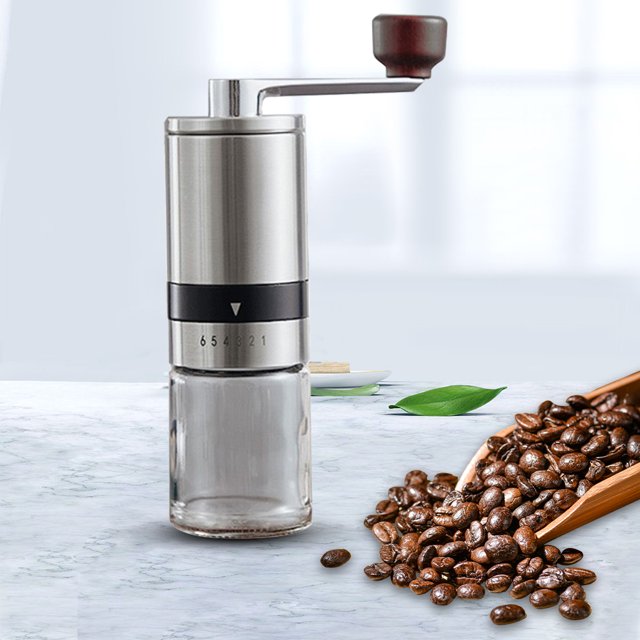 Molinillo de café manual Molinillo de especias de acero inoxidable Rebaba de cerámica con manivela