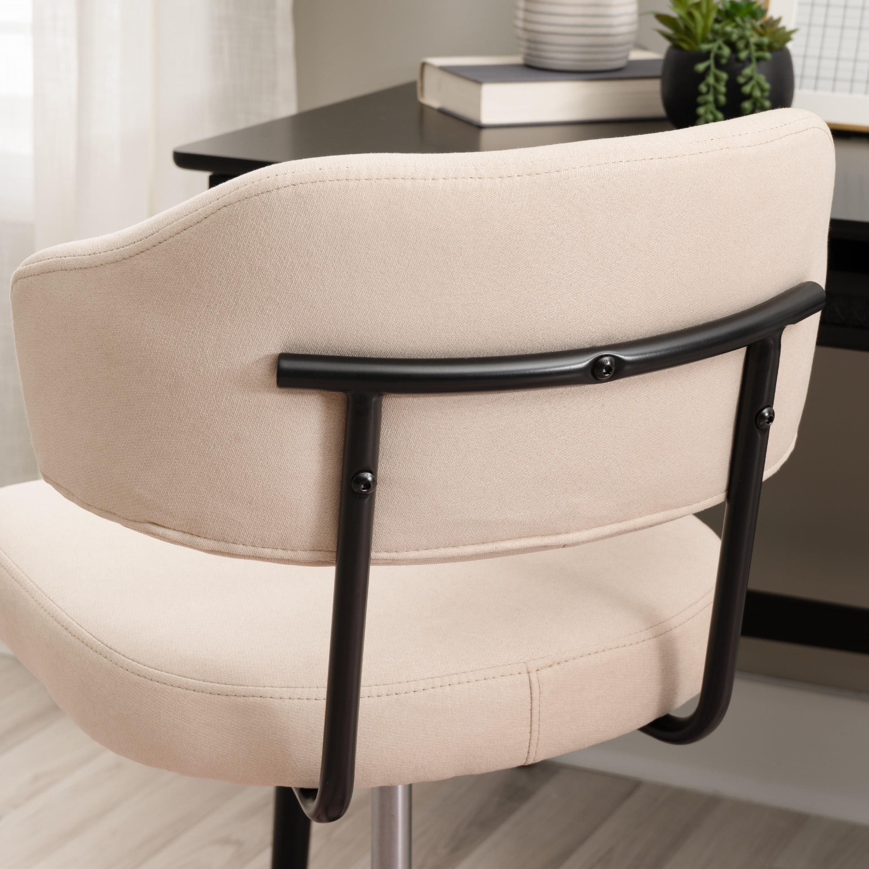 Linon Tristan Office Desk Chair with Adjustable Height and Swivel, Beige