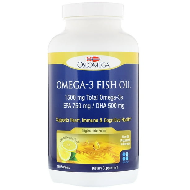 Oslomega Norwegian Omega3 Fish Oil, Lemon Flavor, 180 Fish Gelatin