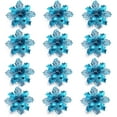 thumbnail image 2 of Pack of 12 Glitter Artificial Poinsettia Flowers Christmas Wreath Christmas Tree Flowers Ornaments 6’’(Sky Blue，16cm), 2 of 3