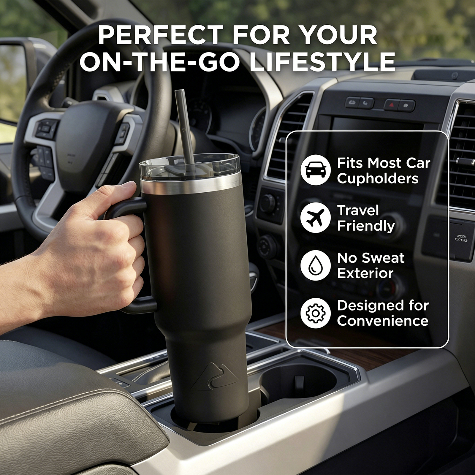 (Paquete de 6) Vaso aislado de acero inoxidable de 40 oz con asa, negro, Ozark Trail 5