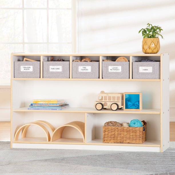 Guidecraft EdQ 5 Cubby Bin Storage Unit White Kids' MultiPurpose