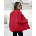 thumbnail image 4 of GHSDFBB Women's Oversized Mid Long Denim Jacket Jean Biker Coat, 4 of 6