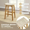thumbnail image 2 of Auranook Woven Saddle Stools Set of 2 31" Faux PU Leather Bar Height Kitchen Stool, 2 of 7