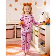 thumbnail image 3 of Aideaone Kids Halloween Pajamas Set Long Sleeve Sleepwear for Boys and Girls Ages 2 8 Years Spooky Printed Top and Pants, 3 of 7