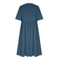 thumbnail image 4 of Uaswgudfs Women's Summer Casual Short Sleeve Midi Dress - Fitted Waist & Feather Trim Flared Skirt for Movement Navy 5XL, 4 of 5
