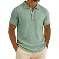 thumbnail image 2 of Mens Casual Shirts Summer Short Sleeve Solid Color Polos Daily Comfort Classic Collared Shirt for Big and Tall, 2 of 8