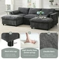thumbnail image 5 of Chenille Modular Sectional Sofa with Storage Pockets, 5 Seat U Shaped Couch Set with Pillows, Free Combination, Modern Cloud Sofa with 2 Movable Ottoman for Living Room, Apartment, Dark Grey, 5 of 8