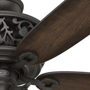 Hunter 54 inch Indoor Ceiling Fan with LED Lights and Remote Control - Standard Mount Bronze Ceiling Fan, 5 Blades, For Bedroom, Living Room, or Kitchen, Quiet - Promenade 59546, Brittany Bronze