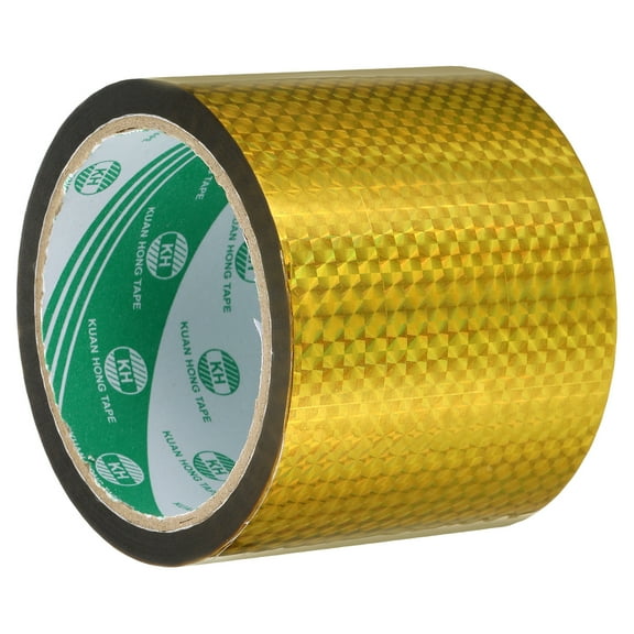 Washi Prism Tape 80mm Wide Holographic Color for Holiday Packaging and Decoration, Gold Tone