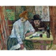 thumbnail image 2 of Toulouse-Lautrec, Henri de 24x20 Black Ornate Wood Framed with Double Matting Museum Art Print Titled - At the Cafe La Mie, 2 of 4