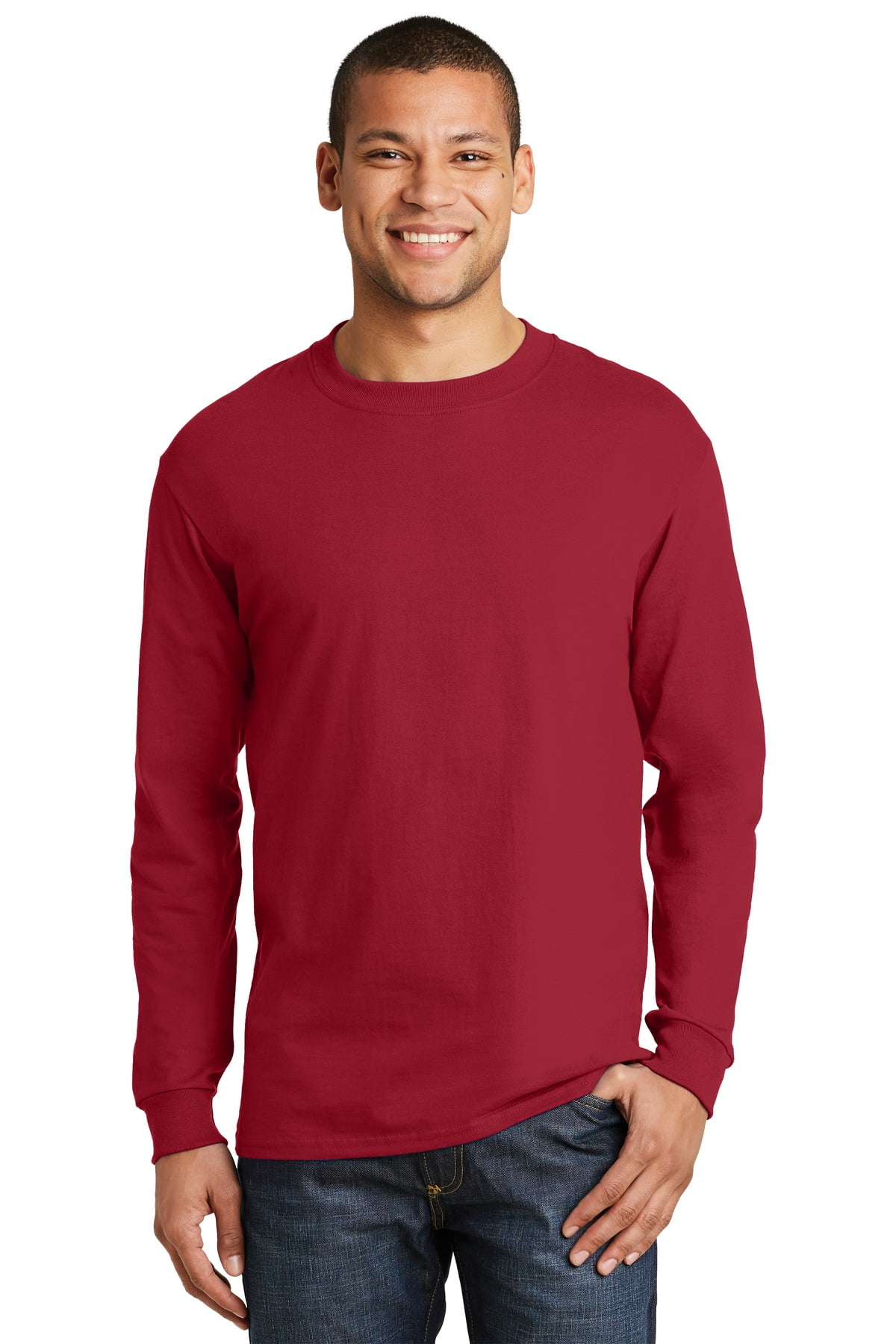 Hanes Beefy-T 100% Cotton Long Sleeve T-Shirt - Walmart.com