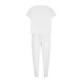 thumbnail image 6 of REORIAFEE 2pcs Womens Outfits Loose Sets Casual Tracksuit Outfits Travel Outfit Women's Two Piece Cotton Linen Short Sleeve Round Neck Tops Pants Set White XXL, 6 of 7