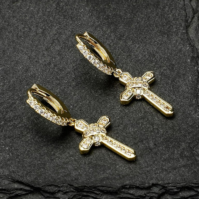 Cross hoop store earrings mens