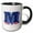 Black/White, variant on 3drose, Personalized Initial Letter M 3d Blue, 11oz Two-tone Blue Mug