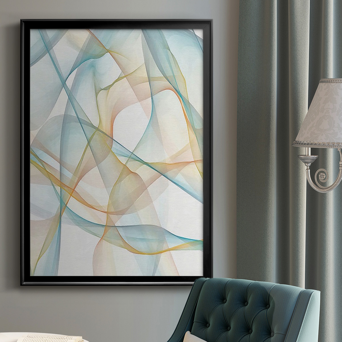 Curves and Waves III Premium Framed Print, in Gold, Black, or Silver - Ready to Hang