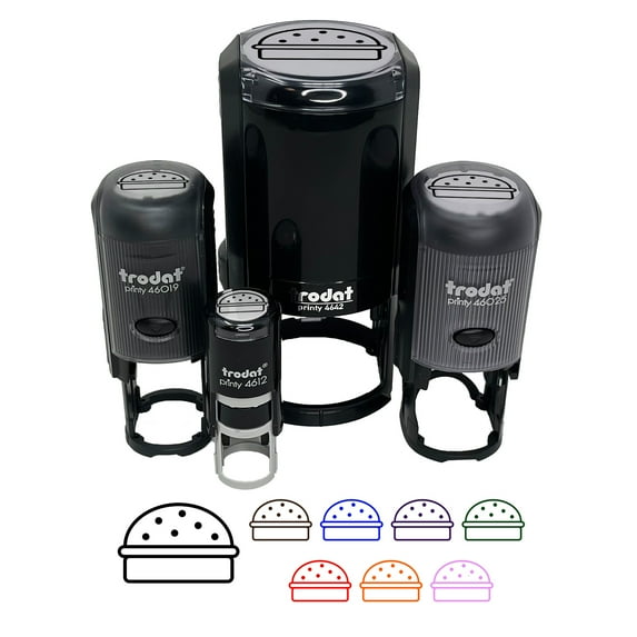 Hamburger Outline Fast Food Self-Inking Rubber Stamp Ink Stamper - Lime Green Ink - Small 3/4 Inch