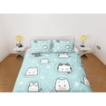 thumbnail image 2 of Juego de Funda Nórdica Cat Lover Colcha, Lindos Gatos Ropa de Cama Verde para Adolescentes Niños, 2 of 4