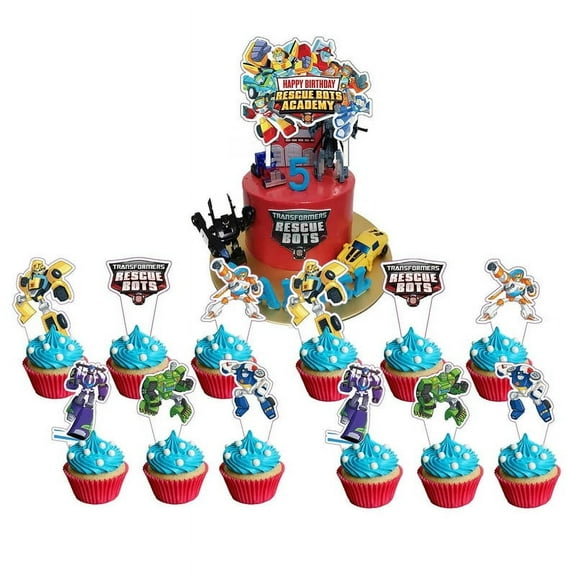 Rescue Bots Cake Topper Cupcake Set Party Supplies Decoration Birthday Decor Kit