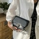 thumbnail image 3 of Nuevo bolso cuadrado pequeño de color sólido de nicho, bolso de hombro de PU con cadena de moda, negro, 3 of 5