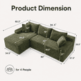 thumbnail image 2 of UHOMEPRO Full-Size 4-Seater Modular Sectional Sofa with Chaise, Deep Seat L-Shaped Cloud Couch for Living Room, No Assembly Family Cloud Sofa, Plush Corduroy Fabric,, 2 of 5