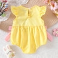 thumbnail image 6 of Hessimy Baby Girl Knit Ruffle Outfit Clothes Ribbed Organic Cotton Solid Color Long Sleeve Romper Clothes(Yellow, 6 of 6