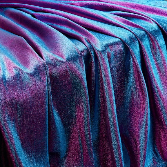 Two Tone Iridescent Metallic Thread Fabric Midnight Blue Fabric Metallic Thread Color Changing 59" Wide Shiny Satin Fabric for Sewing Dancewear Costumes Gown Dresses 2.19 Yards Midnight Blue