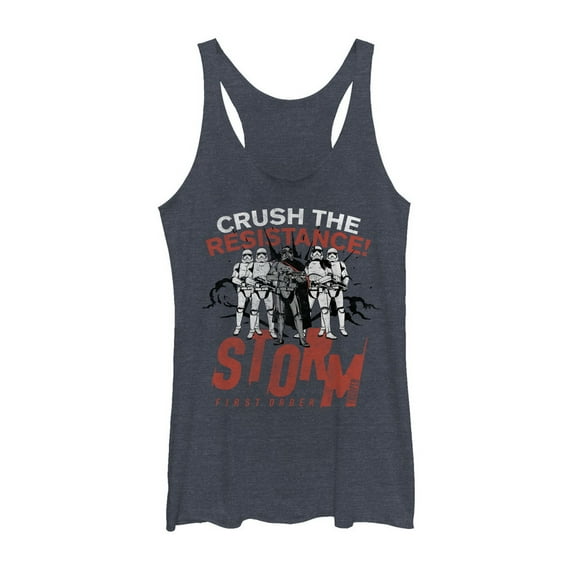 Women's Star Wars The Last Jedi Crush the Resistance  Racerback Tank Top Navy Blue Heather 2X Large