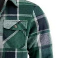 thumbnail image 7 of UVEASISHA Mens Flannel Shirt Jacket with Quilted Lined Long Sleeve Plaid Shacket Button Down Casual Winter Coats Thick Warm Outerwear with Pockets Green XL, 7 of 7