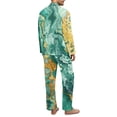 thumbnail image 2 of Yuyamidu Green Marble Print Button Pajama Set of 2 Men's Long Sleeve Night Shirt and Long Pants with Pockets Size 2XL Comfy V Neck Loungewear for Athletic Sleep Jogger, 2 of 6