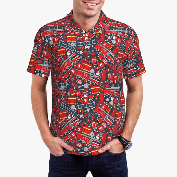 Balery Fire Sign Camisa Polo de Hombre con Estampado, de Manga Corta y Tejido Medio, Camisa Tipo Golf Polo-X-Large