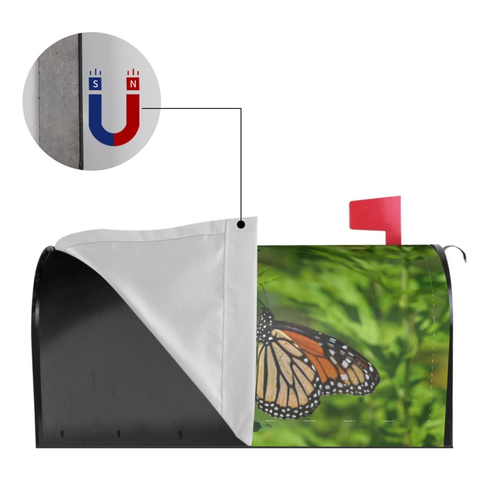 Xecao Butterflies and Floral for Mailbox Cover with Magnetic Strips, Waterproof and Sunscreen, Adds a Decorative Touch to Your Garden Yard-21x18 in