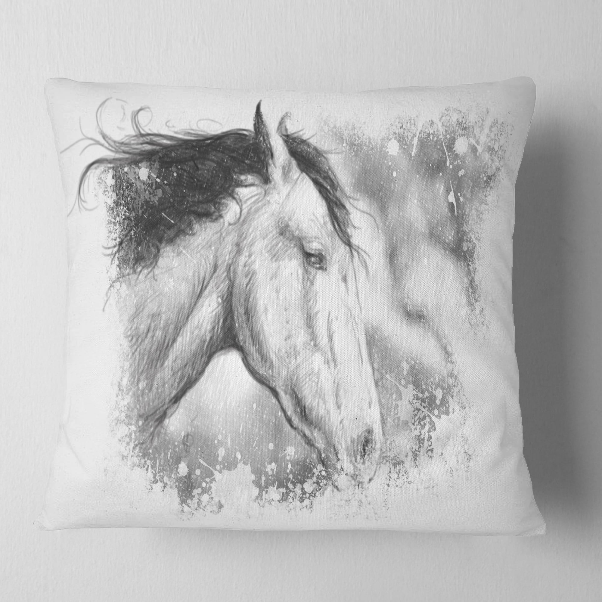 Designart Horse Tattoo Art - Animal Throw Pillow - 16x16