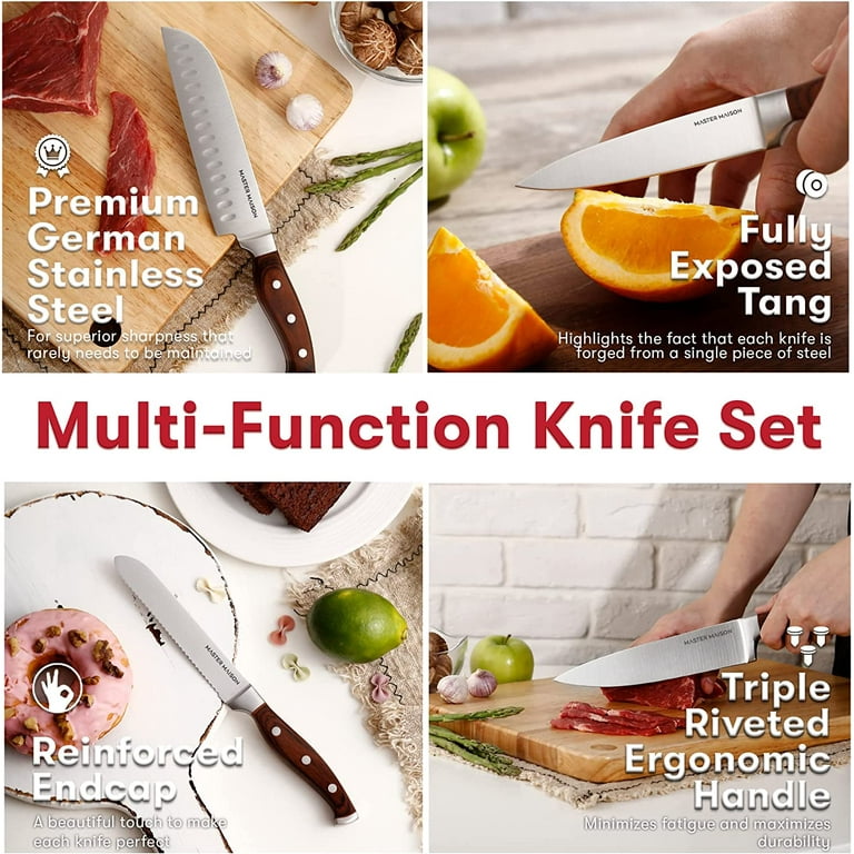 Four Piece Stunning Kitchen Knife Set in Walnut