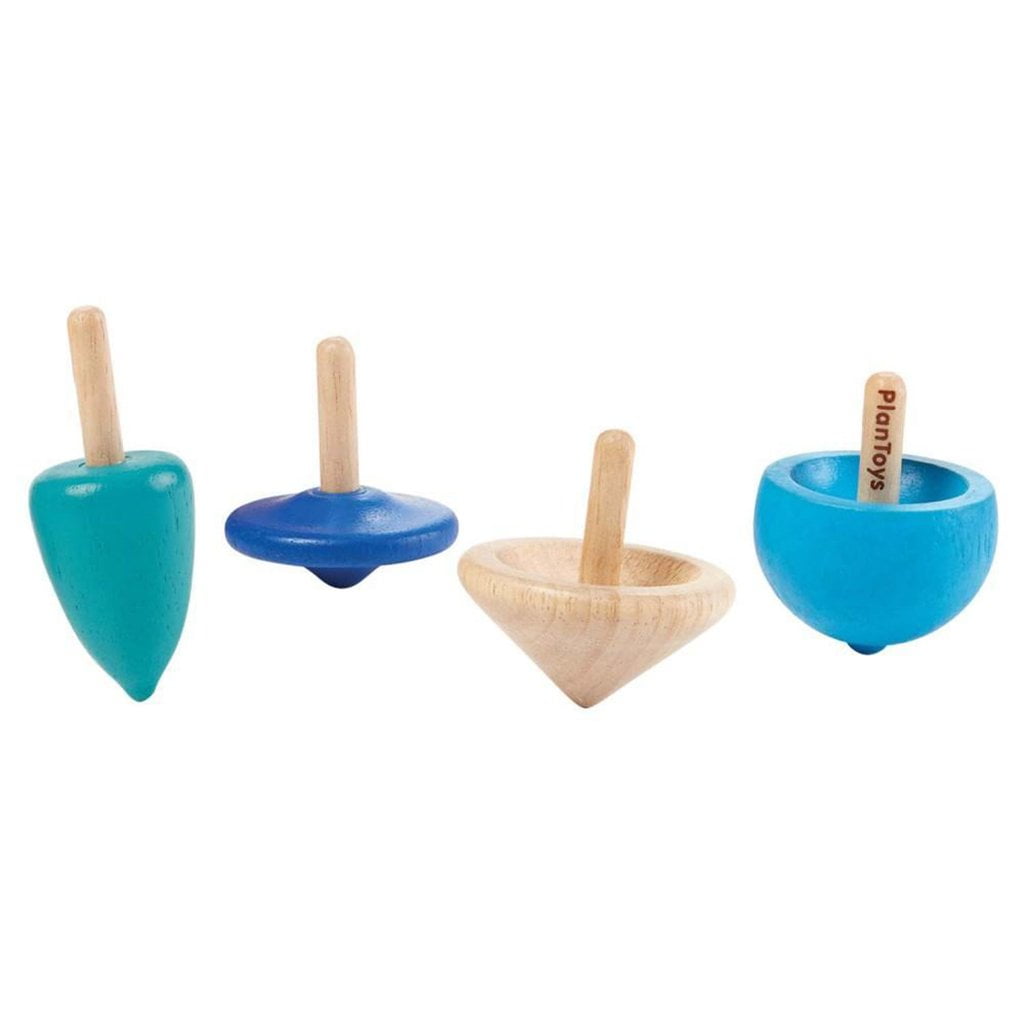20pcs Wooden Assorted Shapes Spinning Tops Kids Wooden Toys Educational Toys 