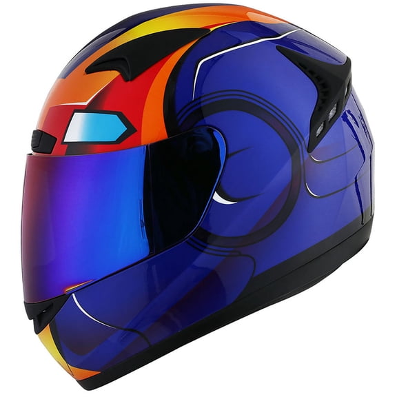 1STORM MOTORCYCLE FULL FACE HELMET BIKE BOOSTER G335CLS IRON MAN BLUE