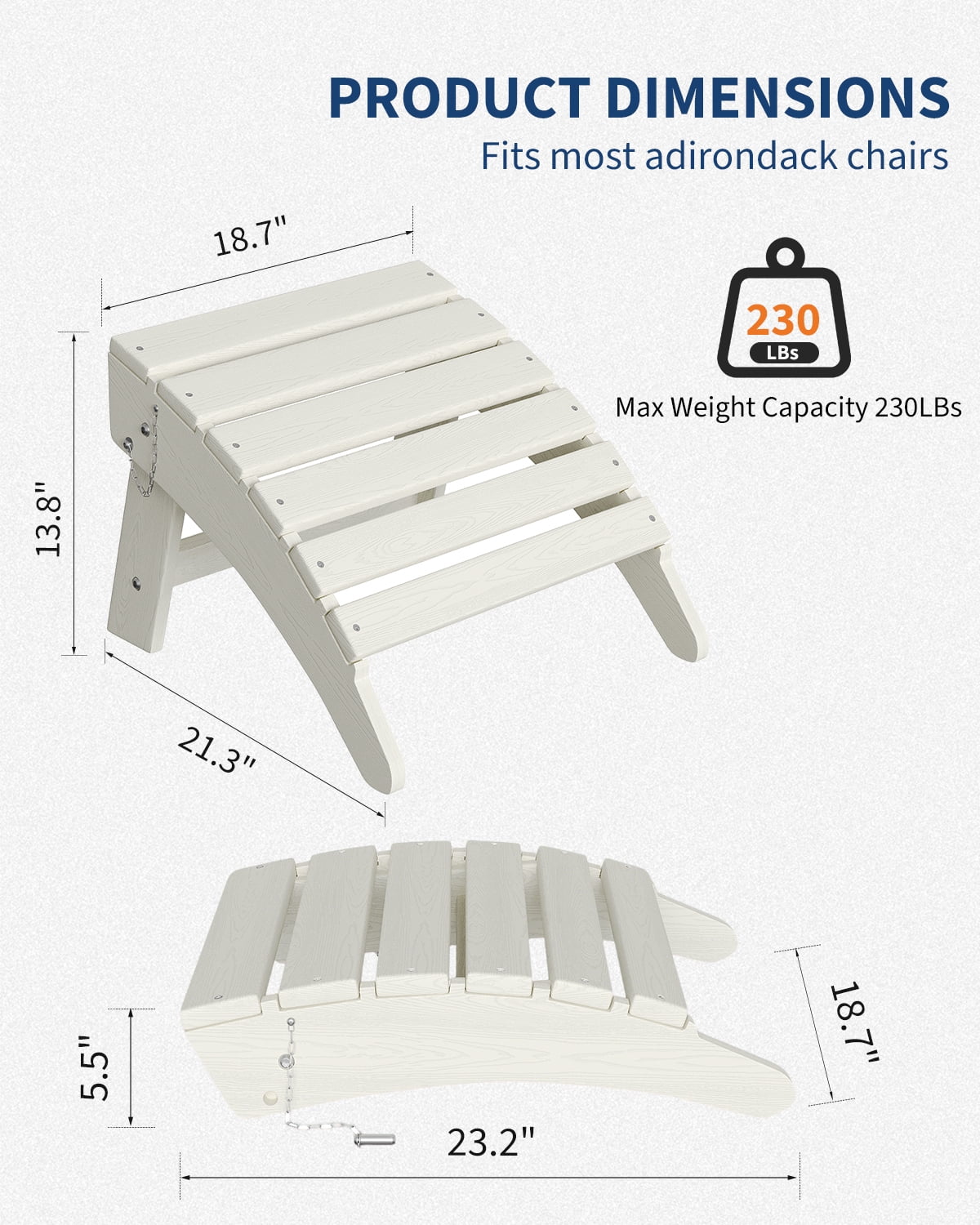 Soonbuy Folding Adirondack Ottomans, HDPE Outdoor Foot Rest for Adirondack Chair, All-Weather Patio Ottoman for Deck, Lawn, Porch and Poolside