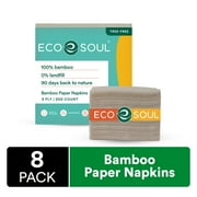 ECO SOUL 100% Compostable Bamboo Paper Napkin 2000 Count | Pack of 8, 250 Napkins | Napkin Paper Everyday , Hand Paper Napkin